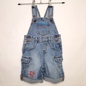 Levi’s Signature Baby Overalls 18M Butterfly Embroidered Denim Shorts Girl Cute